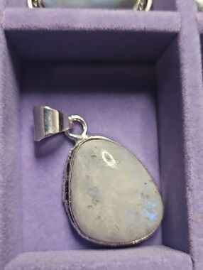 Sterling Silver Moonstone Teardrop Pendant in White